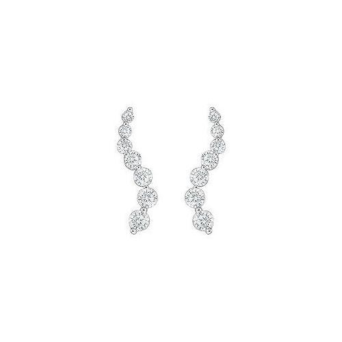 Diamond Journey Earrings : 14K White Gold - 1.00 CT Diamonds-JewelryKorner-com