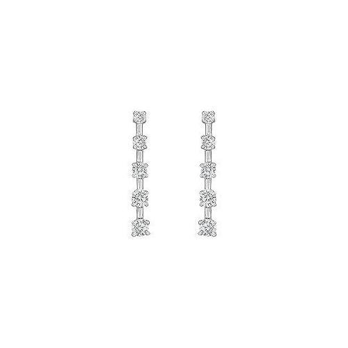 Diamond Journey Earrings : 14K White Gold - 1.00 CT Diamonds-JewelryKorner-com