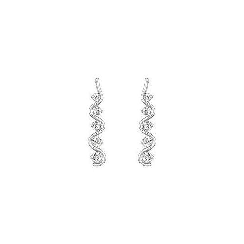 Diamond Journey Earrings : 14K White Gold - 1.00 CT Diamonds-JewelryKorner-com