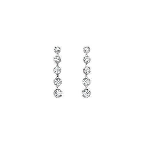 Diamond Journey Earrings : 14K White Gold - 1.00 CT Diamonds-JewelryKorner-com