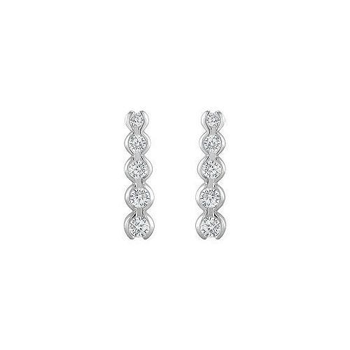 Diamond Journey Earrings : 14K White Gold - 2.00 CT Diamonds-JewelryKorner-com