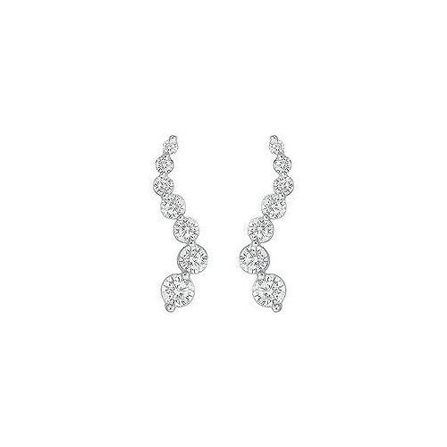 Diamond Journey Earrings : 14K White Gold - 2.00 CT Diamonds-JewelryKorner-com