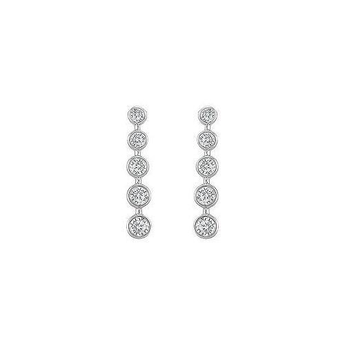 Diamond Journey Earrings : 14K White Gold - 2.00 CT Diamonds-JewelryKorner-com