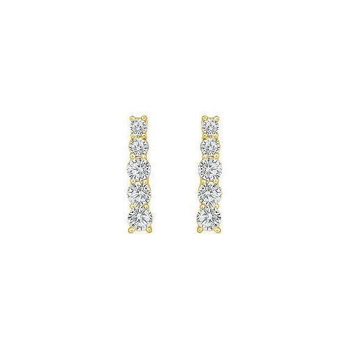 Diamond Journey Earrings : 14K Yellow Gold - 1.00 CT Diamonds-JewelryKorner-com