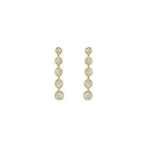 Diamond Journey Earrings : 14K Yellow Gold - 1.00 CT Diamonds-JewelryKorner-com