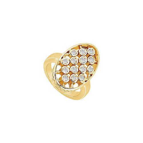 Diamond Oval Ring : 14K Yellow Gold - 0.50 CT Diamonds-JewelryKorner-com