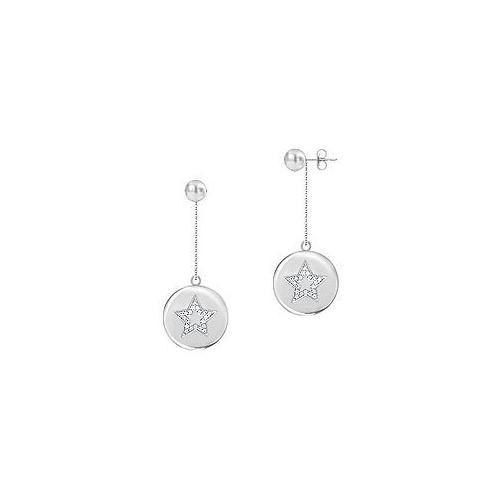 Diamond Star Disc Earrings : 14K White Gold - 0.30 CT Diamonds-JewelryKorner-com