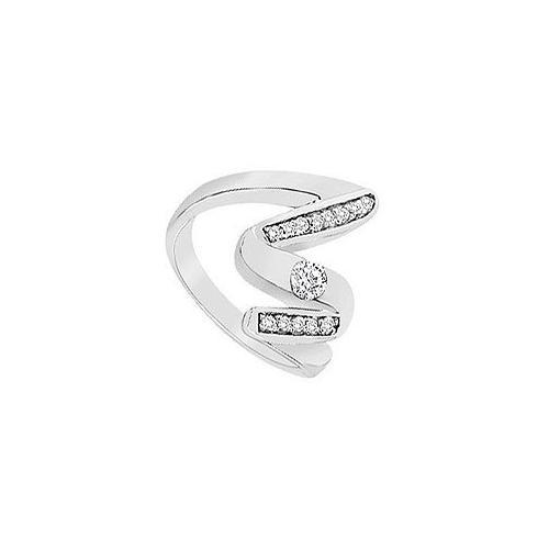 Diamond Zig-Zag Ring : 14K White Gold : 0.33 CT TGW-JewelryKorner-com