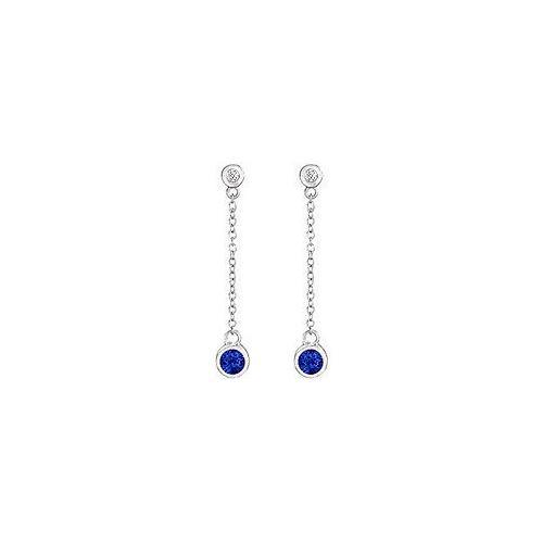 Diffuse Sapphire and Cubic Zirconia Earrings : .925 Sterling Silver - 0.60 CT TGW-JewelryKorner-com