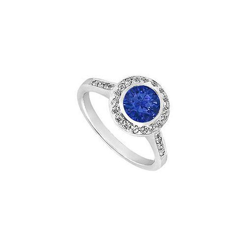 Diffuse Sapphire and Cubic Zirconia Engagement Ring 10K White Gold 1.00 CT TGW-JewelryKorner-com