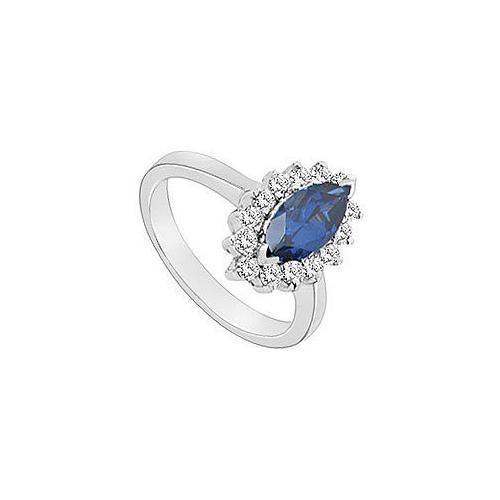 Diffuse Sapphire and Cubic Zirconia Ring : 10K White Gold - 1.50 CT TGW-JewelryKorner-com