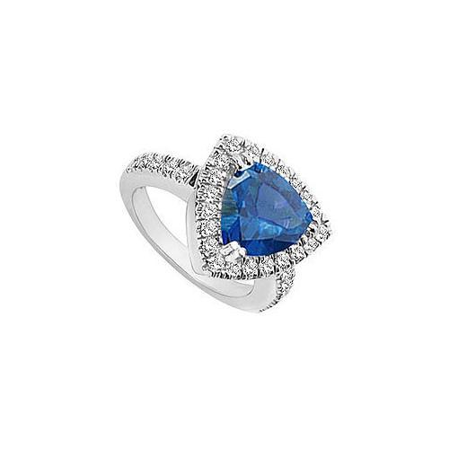 Diffuse Sapphire and Cubic Zirconia Ring : 10K White Gold - 1.75 CT TGW-JewelryKorner-com