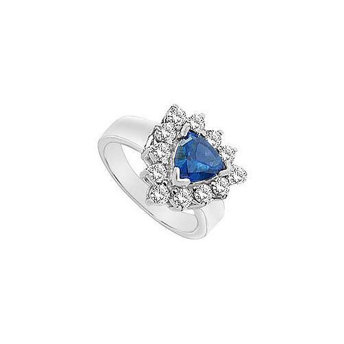 Diffuse Sapphire and Cubic Zirconia Ring : 10K White Gold - 2.00 CT TGW-JewelryKorner-com