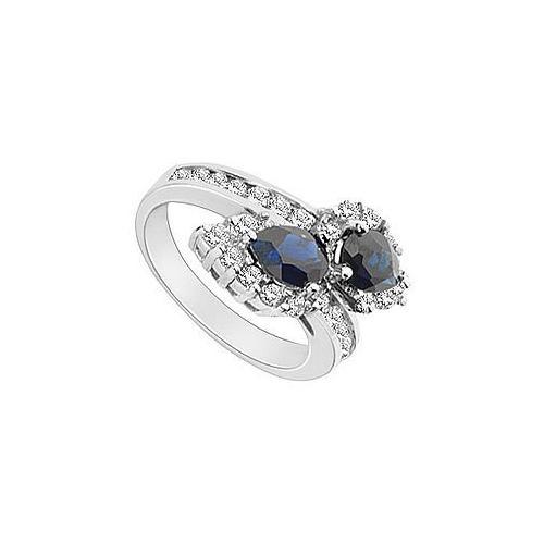 Diffuse Sapphire and Cubic Zirconia Ring : 10K White Gold - 2.50 CT TGW-JewelryKorner-com