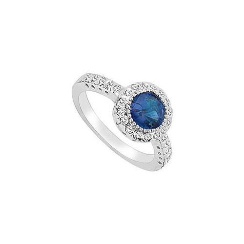 Diffuse Sapphire and Cubic Zirconia Ring : 10K White Gold - 2.50 CT TGW-JewelryKorner-com