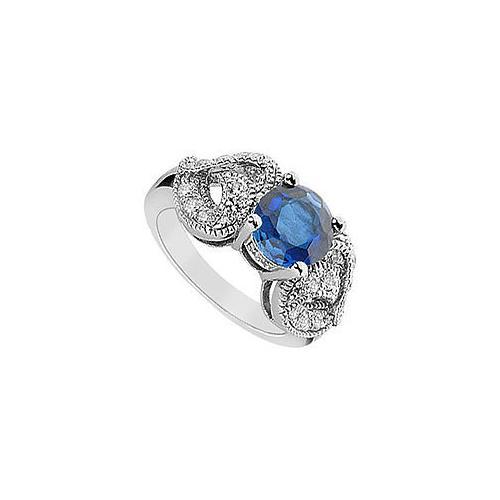 Diffuse Sapphire and Cubic Zirconia Ring : 10K White Gold - 2.55 CT TGW-JewelryKorner-com