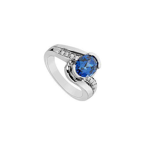 Diffuse Sapphire and Cubic Zirconia Ring : 10K White Gold - 2.75 CT TGW-JewelryKorner-com