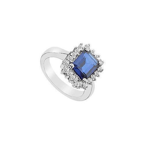 Diffuse Sapphire and Cubic Zirconia Ring : 10K White Gold - 3.00 CT TGW-JewelryKorner-com
