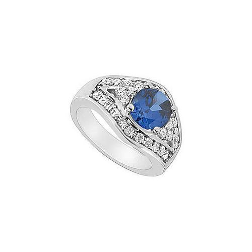 Diffuse Sapphire and Cubic Zirconia Ring : 10K White Gold - 3.00 CT TGW-JewelryKorner-com