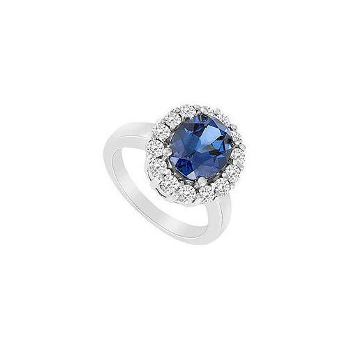 Diffuse Sapphire and Cubic Zirconia Ring : 10K White Gold - 3.25 CT TGW-JewelryKorner-com