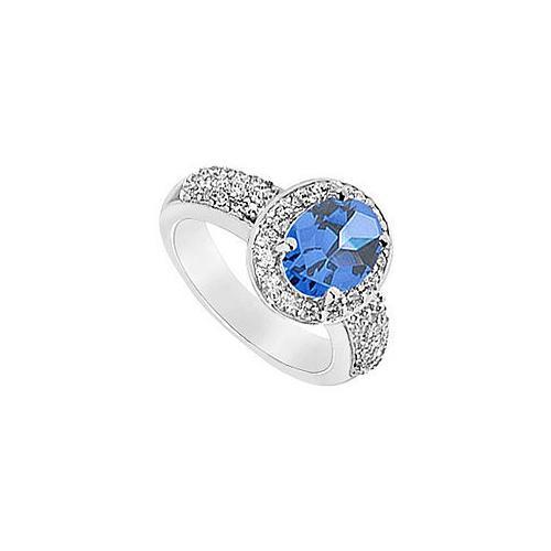 Diffuse Sapphire and Cubic Zirconia Ring : 10K White Gold - 3.25 CT TGW-JewelryKorner-com