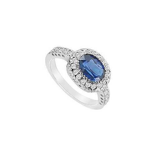 Diffuse Sapphire and Cubic Zirconia Ring : 10K White Gold - 3.50 CT TGW-JewelryKorner-com