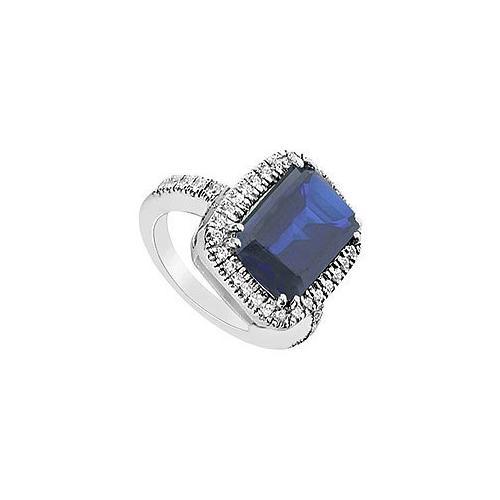 Diffuse Sapphire and Cubic Zirconia Ring : 10K White Gold - 8.75 CT TGW-JewelryKorner-com