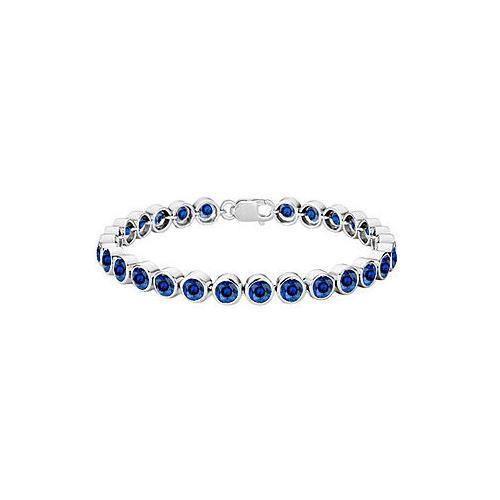 Diffuse Sapphire Bezel-Set Tennis Bracelet : .925 Sterling Silver 15.00 CT TGW-JewelryKorner-com