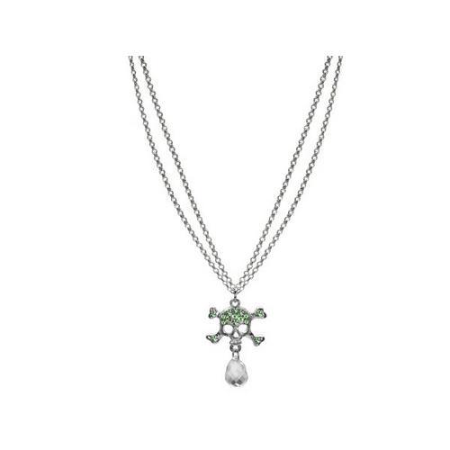 Double Strand Rhinestone Skull & Crossbones Necklace ( Case of 12 )-JewelryKorner-com