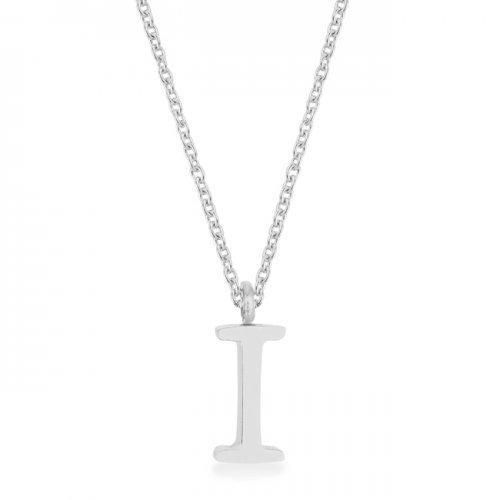 Elaina Rhodium Stainless Steel I Initial Necklace (pack of 1 ea)-JewelryKorner-com