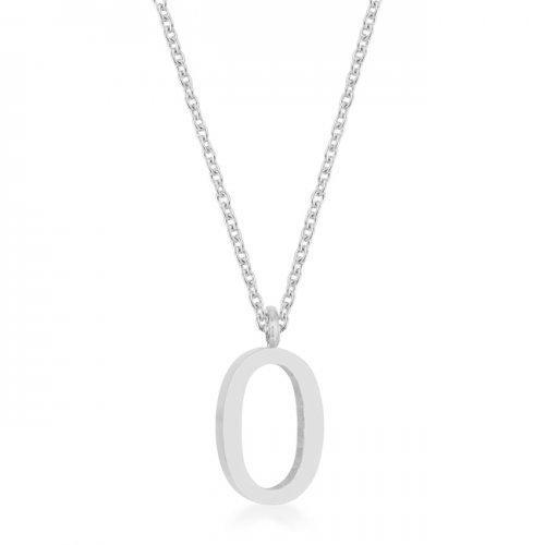 Elaina Rhodium Stainless Steel O Initial Necklace (pack of 1 ea)-JewelryKorner-com