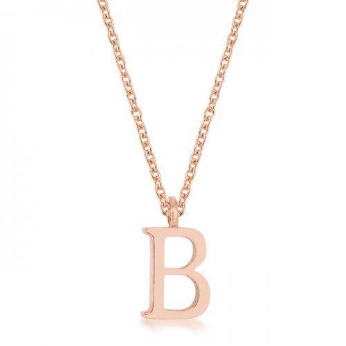 Elaina Rose Gold Stainless Steel B Initial Necklace (pack of 1 ea)-JewelryKorner-com