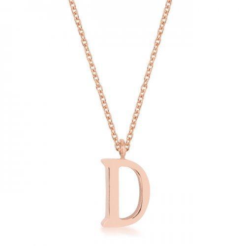 Elaina Rose Gold Stainless Steel D Initial Necklace (pack of 1 ea)-JewelryKorner-com