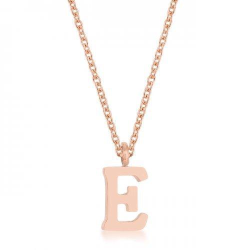 Elaina Rose Gold Stainless Steel E Initial Necklace (pack of 1 ea)-JewelryKorner-com