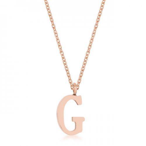 Elaina Rose Gold Stainless Steel G Initial Necklace (pack of 1 ea)-JewelryKorner-com