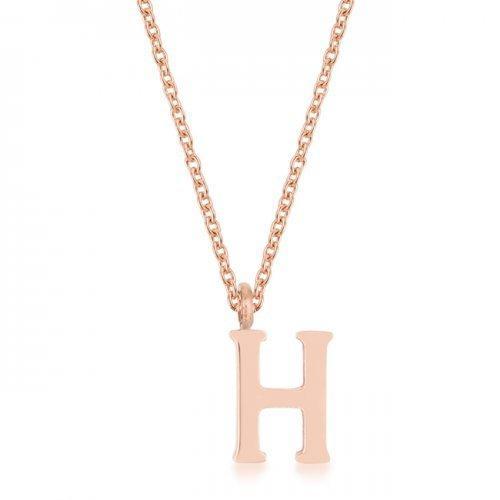 Elaina Rose Gold Stainless Steel H Initial Necklace (pack of 1 ea)-JewelryKorner-com