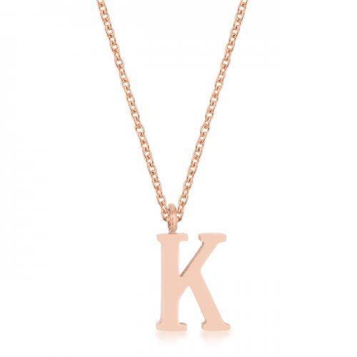 Elaina Rose Gold Stainless Steel K Initial Necklace (pack of 1 ea)-JewelryKorner-com