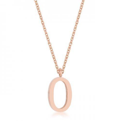 Elaina Rose Gold Stainless Steel O Initial Necklace (pack of 1 ea)-JewelryKorner-com
