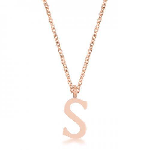 Elaina Rose Gold Stainless Steel S Initial Necklace (pack of 1 ea)-JewelryKorner-com