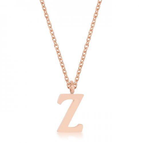 Elaina Rose Gold Stainless Steel Z Initial Necklace (pack of 1 ea)-JewelryKorner-com