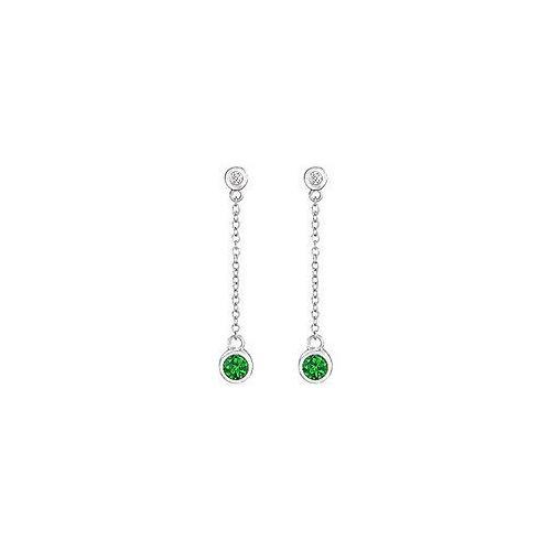 Emerald and Diamond Earrings : 14K White Gold - 0.60 CT TGW-JewelryKorner-com