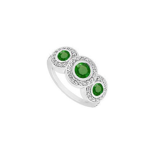 Emerald and Diamond Engagement Ring : 14K White Gold - 0.66 CT TGW-JewelryKorner-com