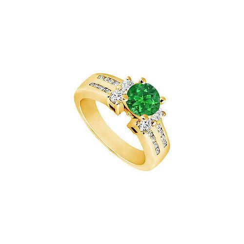 Emerald and Diamond Engagement Ring : 14K Yellow Gold - 1.75 CT TGW-JewelryKorner-com