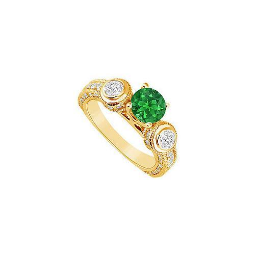 Emerald and Diamond Engagement Ring : 14K Yellow Gold - 2.00 CT TGW-JewelryKorner-com