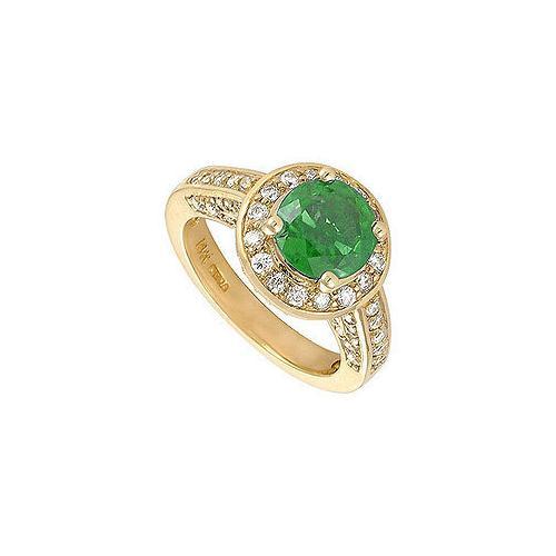 Emerald and Diamond Engagement Ring : 14K Yellow Gold - 4.00 CT TGW-JewelryKorner-com