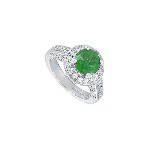 Emerald and Diamond Engagement Ring : Platinum - 4.00 CT TGW-JewelryKorner-com