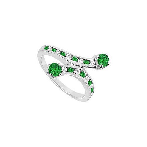 Emerald and Diamond Ring : 14K White Gold - 1.00 CT TGW-JewelryKorner-com