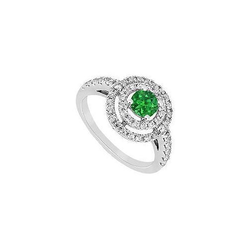 Emerald and Diamond Ring : 14K White Gold - 1.75 CT TGW-JewelryKorner-com