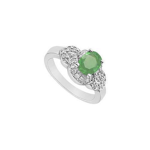 Emerald and Diamond Ring : 14K White Gold - 1.75 CT TGW-JewelryKorner-com