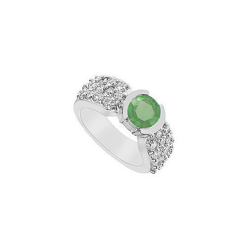 Emerald and Diamond Ring : 14K White Gold - 2.00 CT TGW-JewelryKorner-com